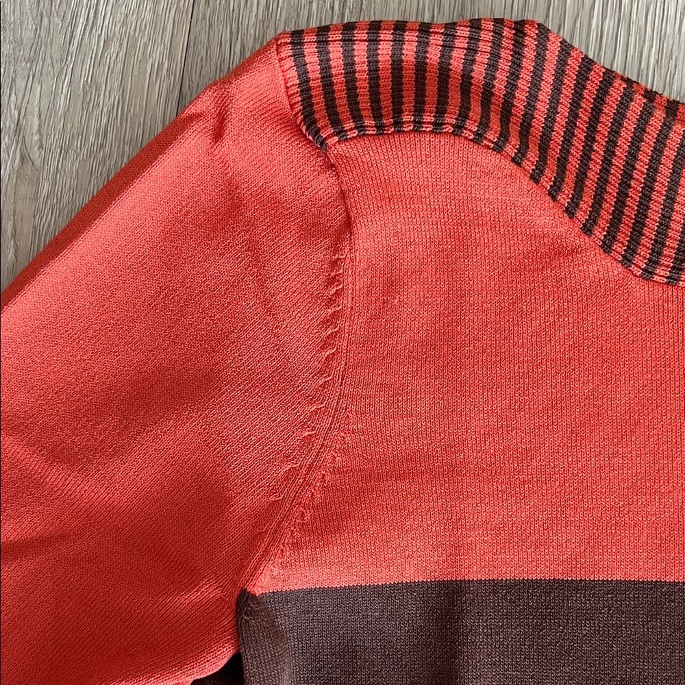 Notations Women's Coral and Chocolate Brown Long 3/4 Sleeve Top - Picture 4 of 15